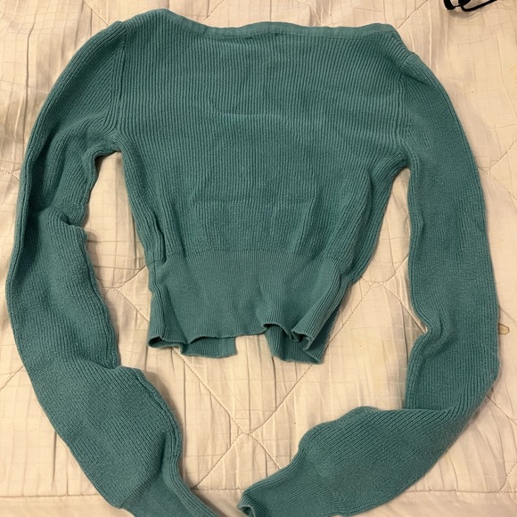 Dynamite turquoise crop wool top - Picture 3 of 3